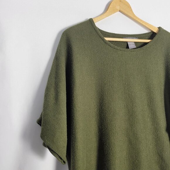 Kate & Mallory Elbow-Length Dolman Sleeve Green Fringed Hem Sweater Size XL - Picture 2 of 10